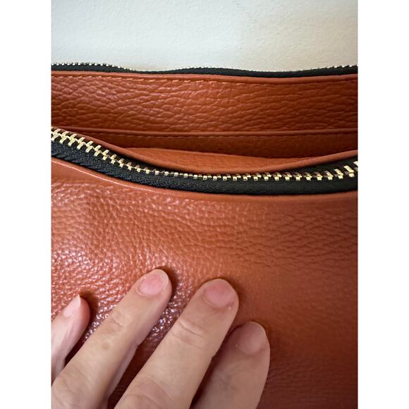 Valentina Convertible Crossbody shoulder Bag Pebbled Tan Brown Italy Nwt Rust - Picture 8 of 14